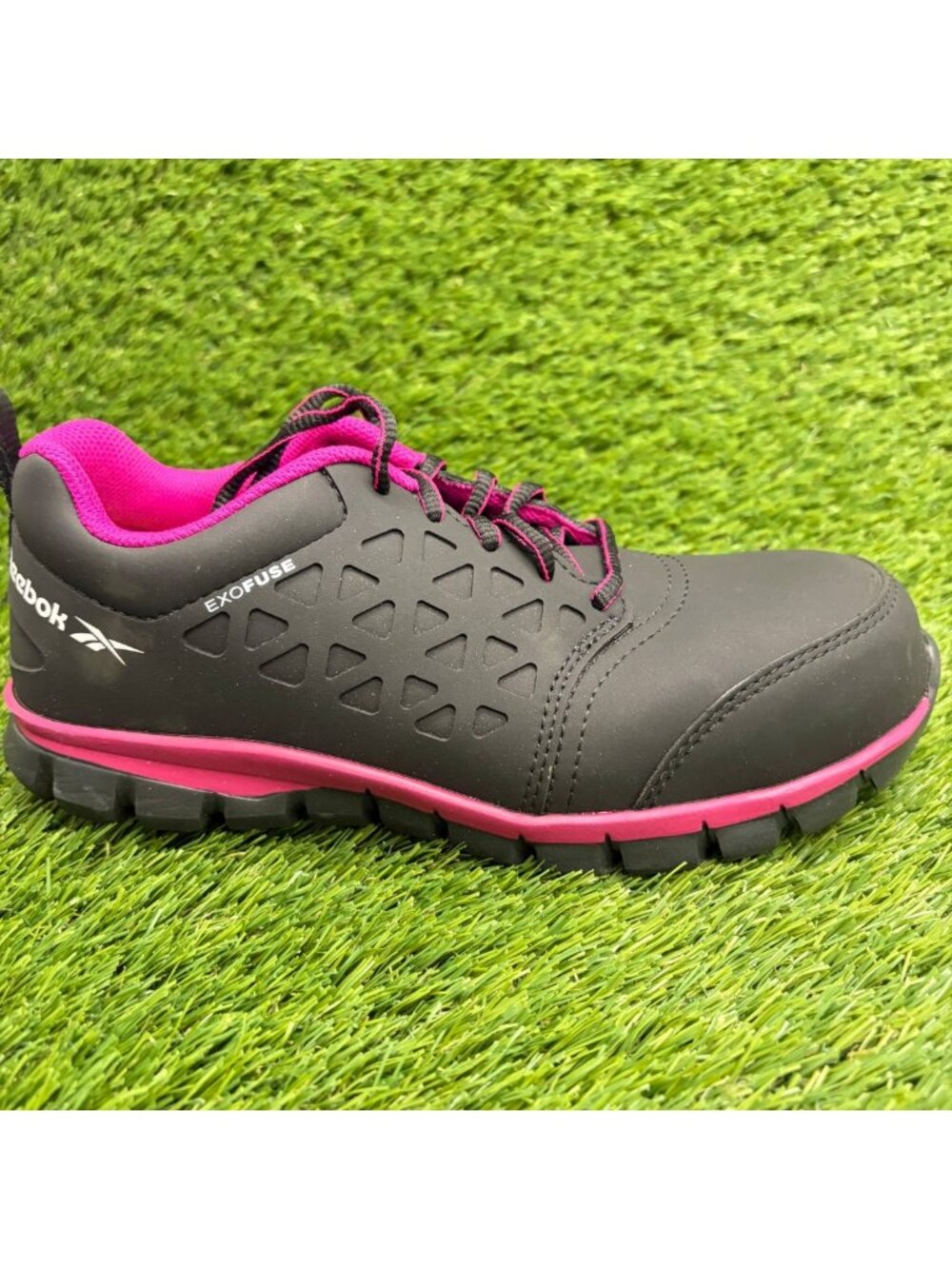 Reebok Sublite Cushion Women Size 6.5 Black Pink Composite Toe Safety Work Shoes